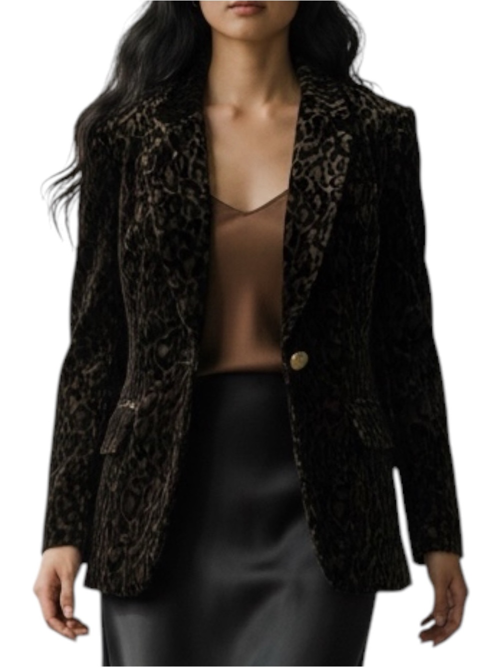 Paolo Santini Black Brown Leopard Velvet Blazer Jacket NWOT Size 14 WhimsiGoth